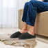 Mens Slip On Fleece Faux Fur Mule Slipper - Grey